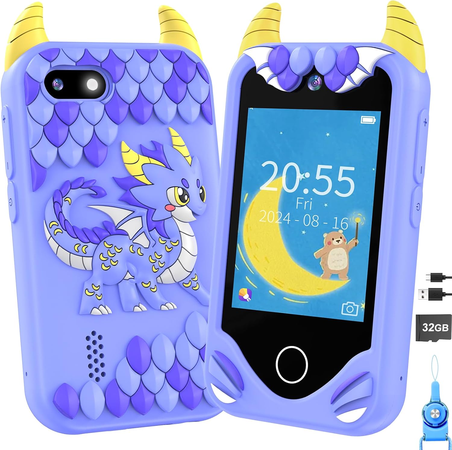 Yosfeng Kids Smart Phone - Interactive Learning & Fun with Dual Cameras, Touchscreen & Games - Perfect Gift for Ages 3-6!