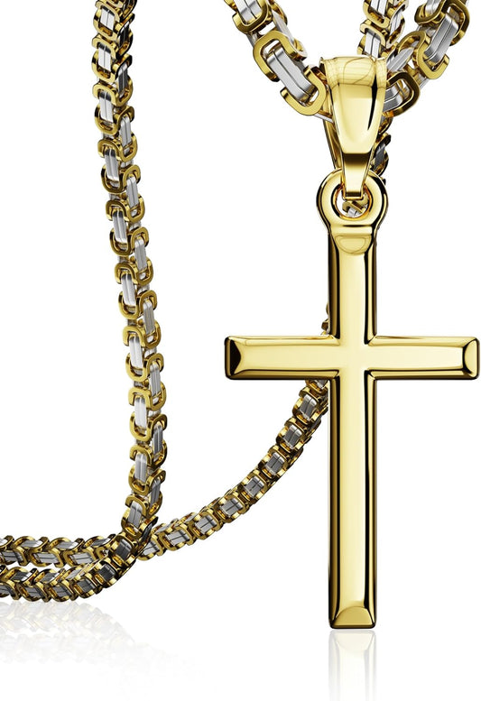 Exquisite Cross Necklace for Men and Women in Silver Gold Black