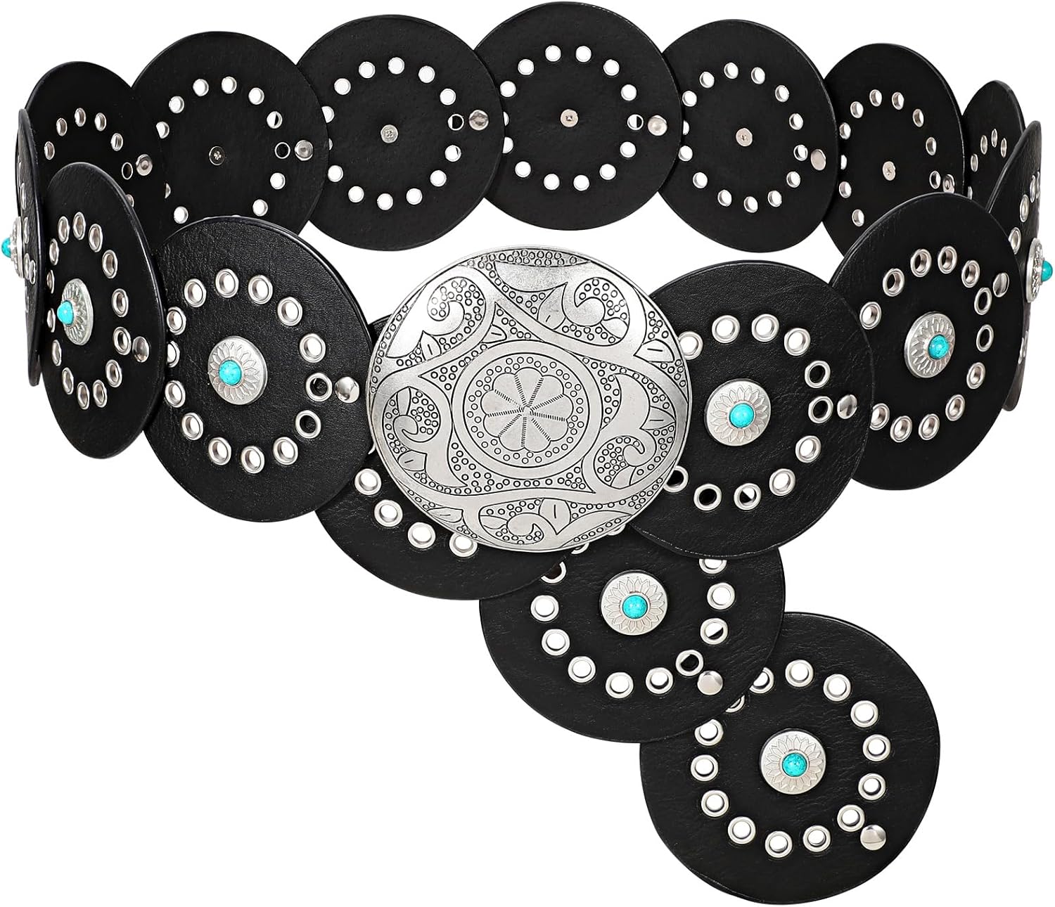 Stylish Western PU Leather Belts for Women with Concho Design