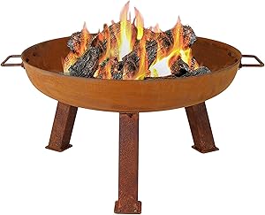 Sunnydaze 24-Inch Rustic Cast Iron Fire Pit Bowl for Gatherings