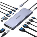 USB C Docking Station for Dual Monitor Setup with 14 Ports