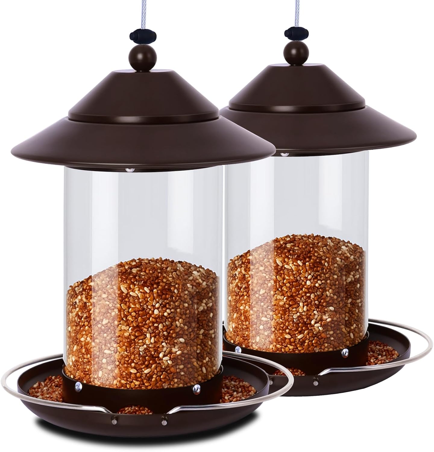 Bird Feeder for Outdoors Hanging, 5LB Capacity Metal Feeder