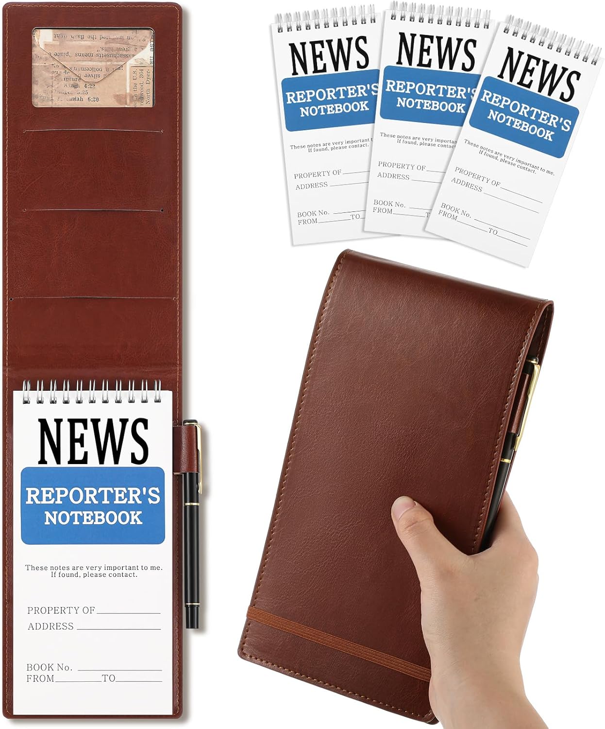 Top Spiral Steno Pads Set - Premium PU Leather Cover - Ideal Christmas Gift