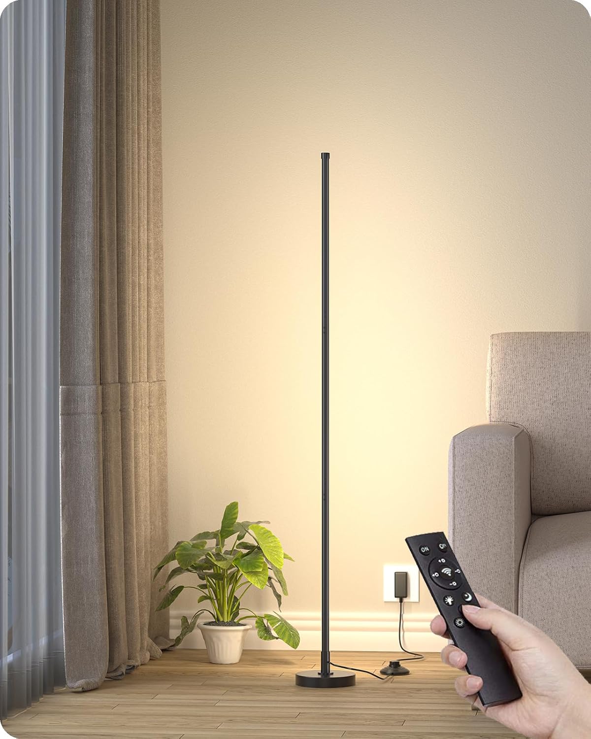 Super Bright Minimalist LED Corner Floor Lamp with Remote Control