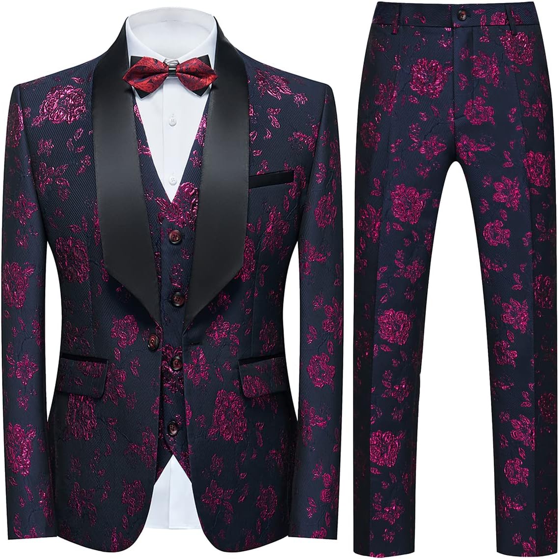 Stylish Tuxedo Suits for Men 3 Piece Floral Pattern Set