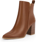 Rilista V Cutout Ankle Boots Pointed Toe Chunky Heel - Versatile Style