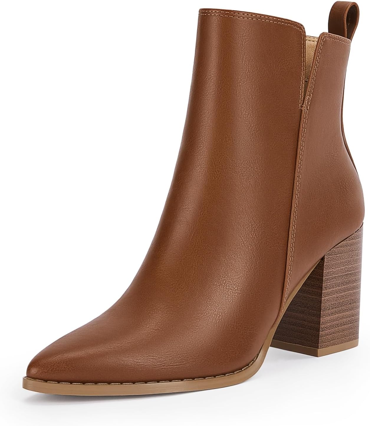 Rilista Womens V Cutout Ankle Boots with Chunky Block Heel