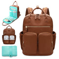 MOMINSIDE Diaper Bag Backpack - Large Leather Baby Bag for Travel