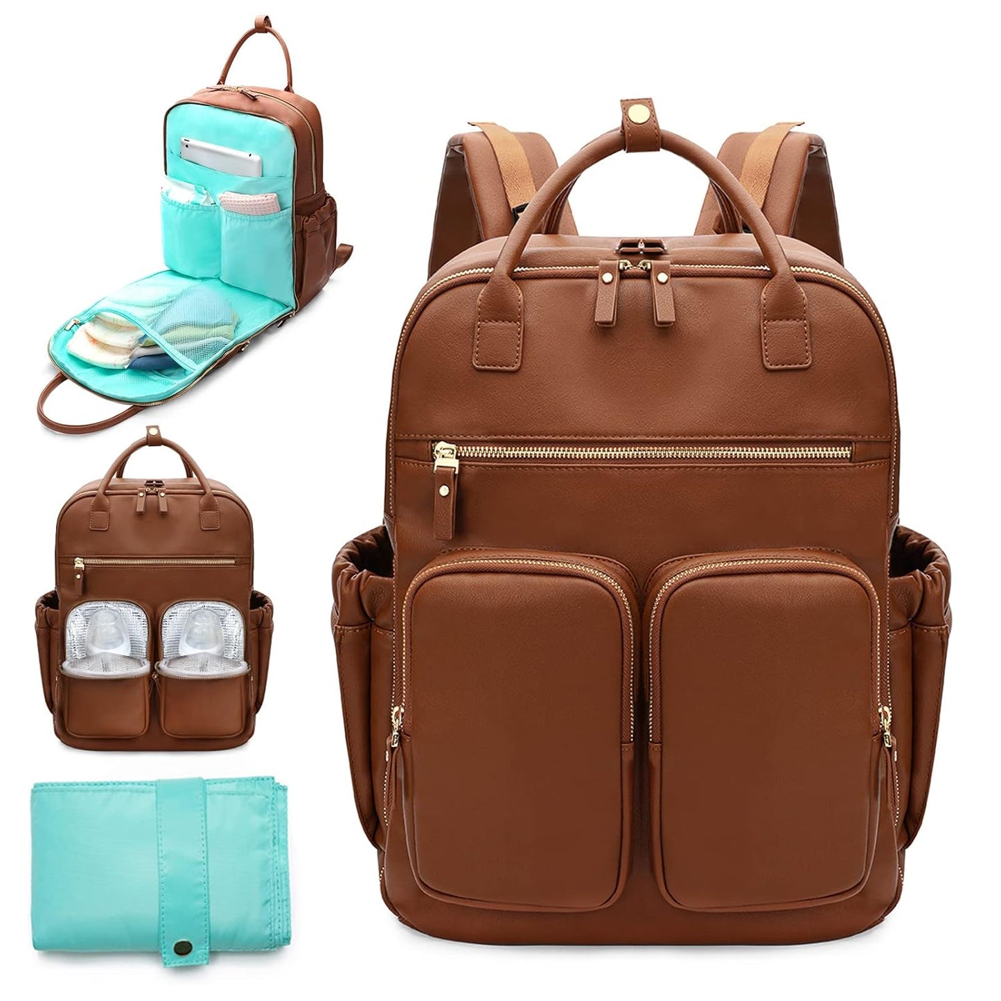 MOMINSIDE Diaper Bag Backpack: Stylish Leather Baby Bag