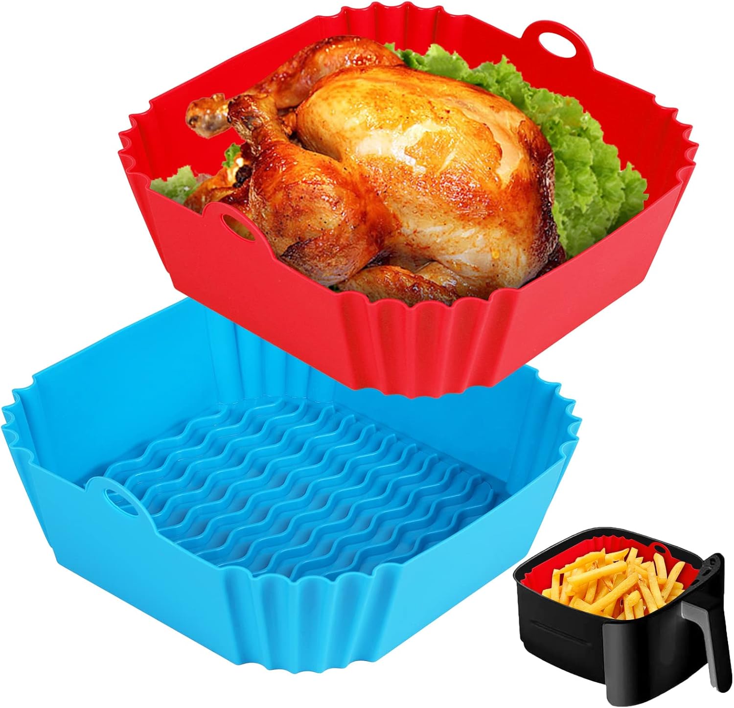 Reusable Silicone Air Fryer Liners Set - Non-Stick Pot Inserts