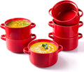 Delling 6 Pack Ceramic Soup Bowls with Handles - Large 24 Oz Crocks