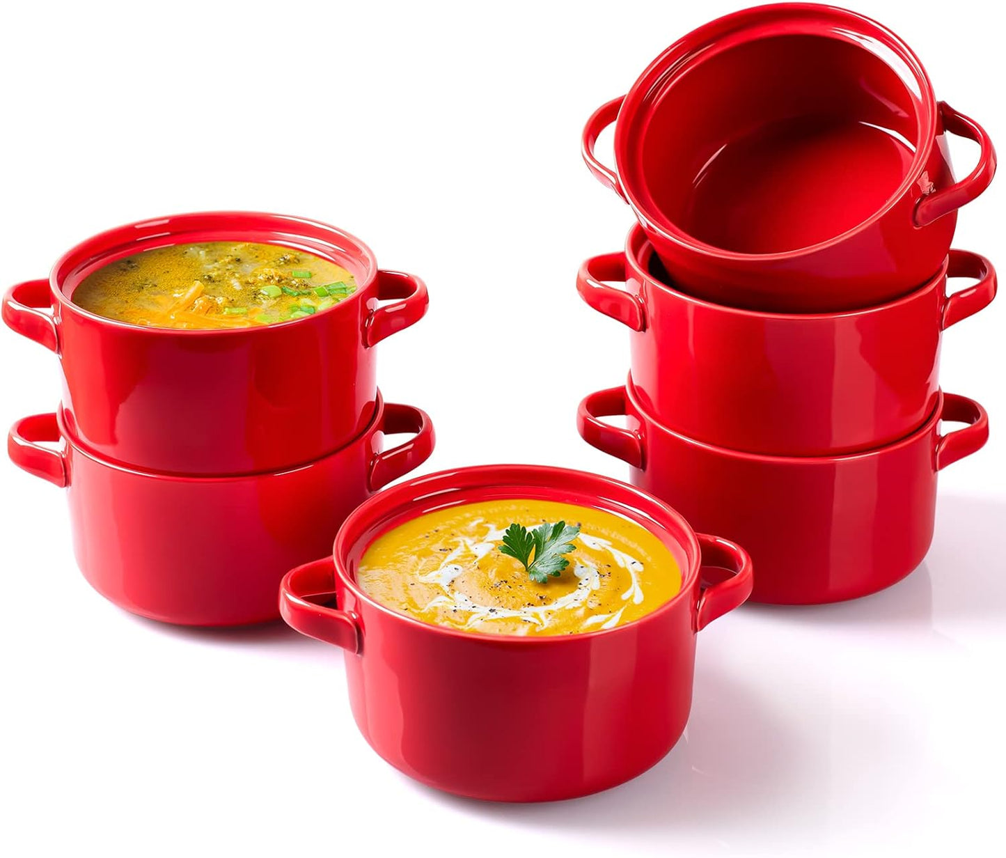 Versatile 6 Pack Ceramic Soup Bowls with Handles for All Meals