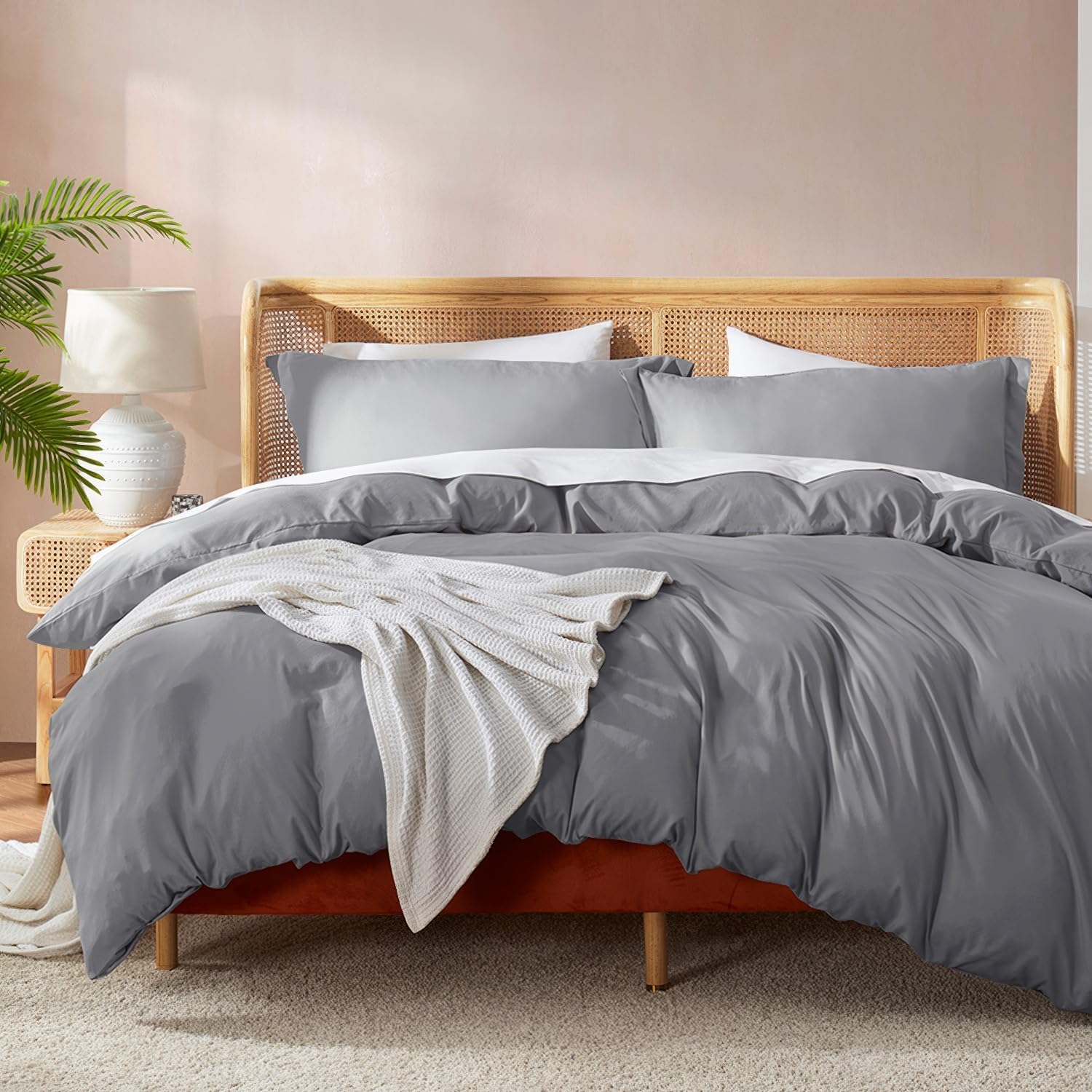 Nestl Twin Duvet Cover Set with Comforter Insert - Grey 3 Piece