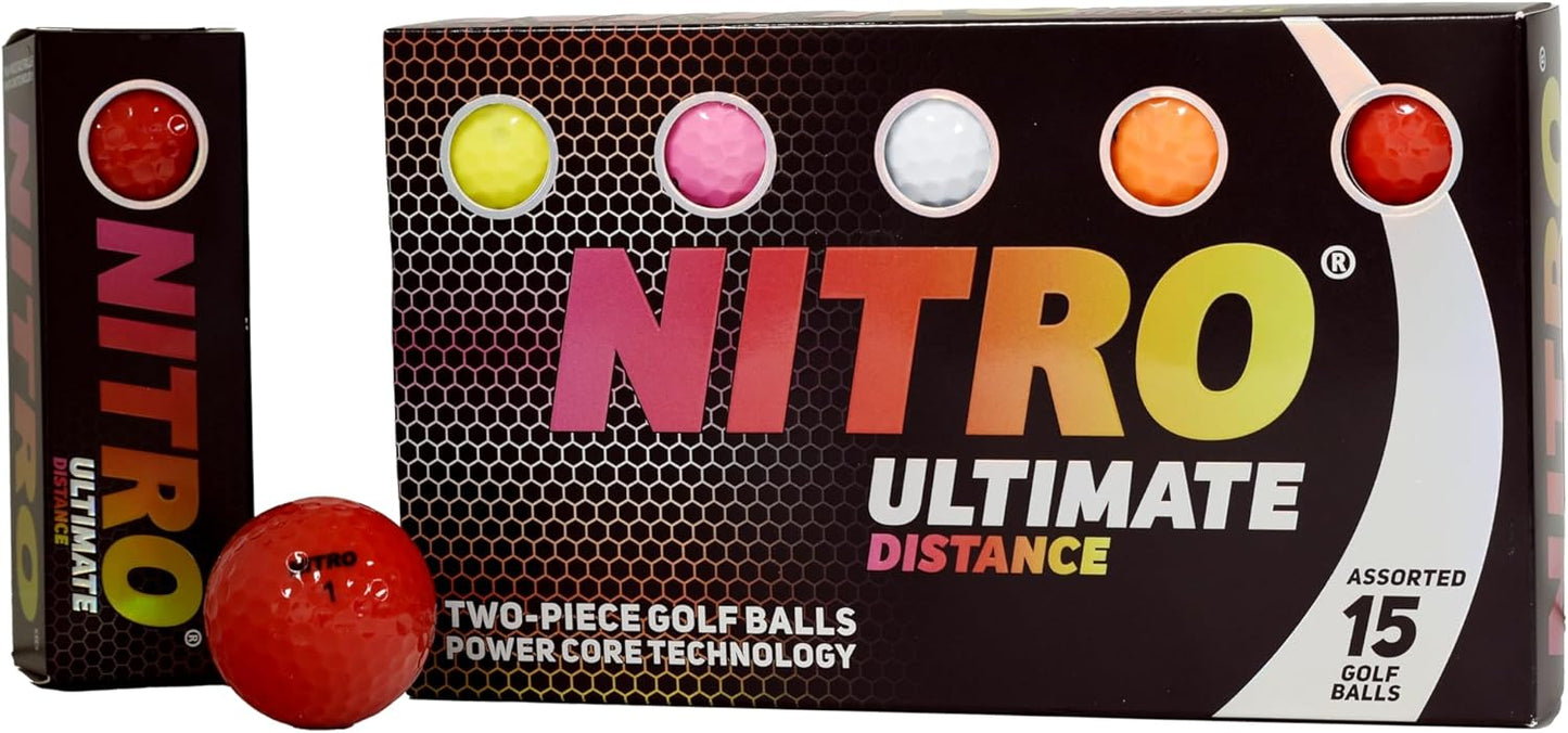 15-Pack Nitro Ultimate Distance Golf Balls - Maximize Your Distance!