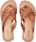 Luoika Women's Wide Width Slide Sandals - Cushioned Casual Flats