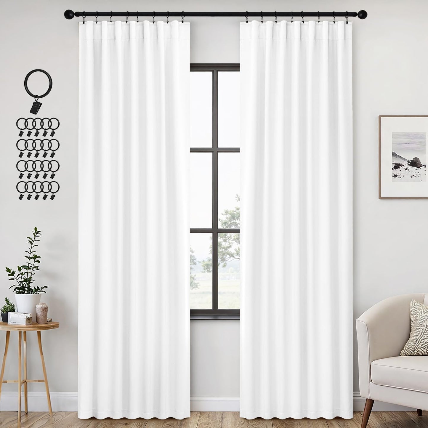 ANRODUO Back Tab Blackout Curtains for Bedroom and Living Room