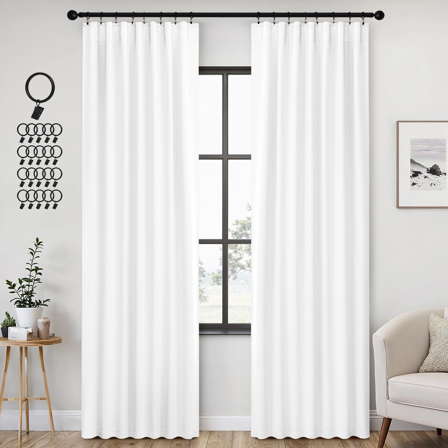 ANRODUO Back Tab Blackout Curtains for Bedroom and Living Room
