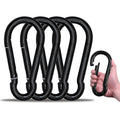 KINLINK 7 in Black Carabiner Clip 4 Pack - Heavy Duty Spring Snap Hook
