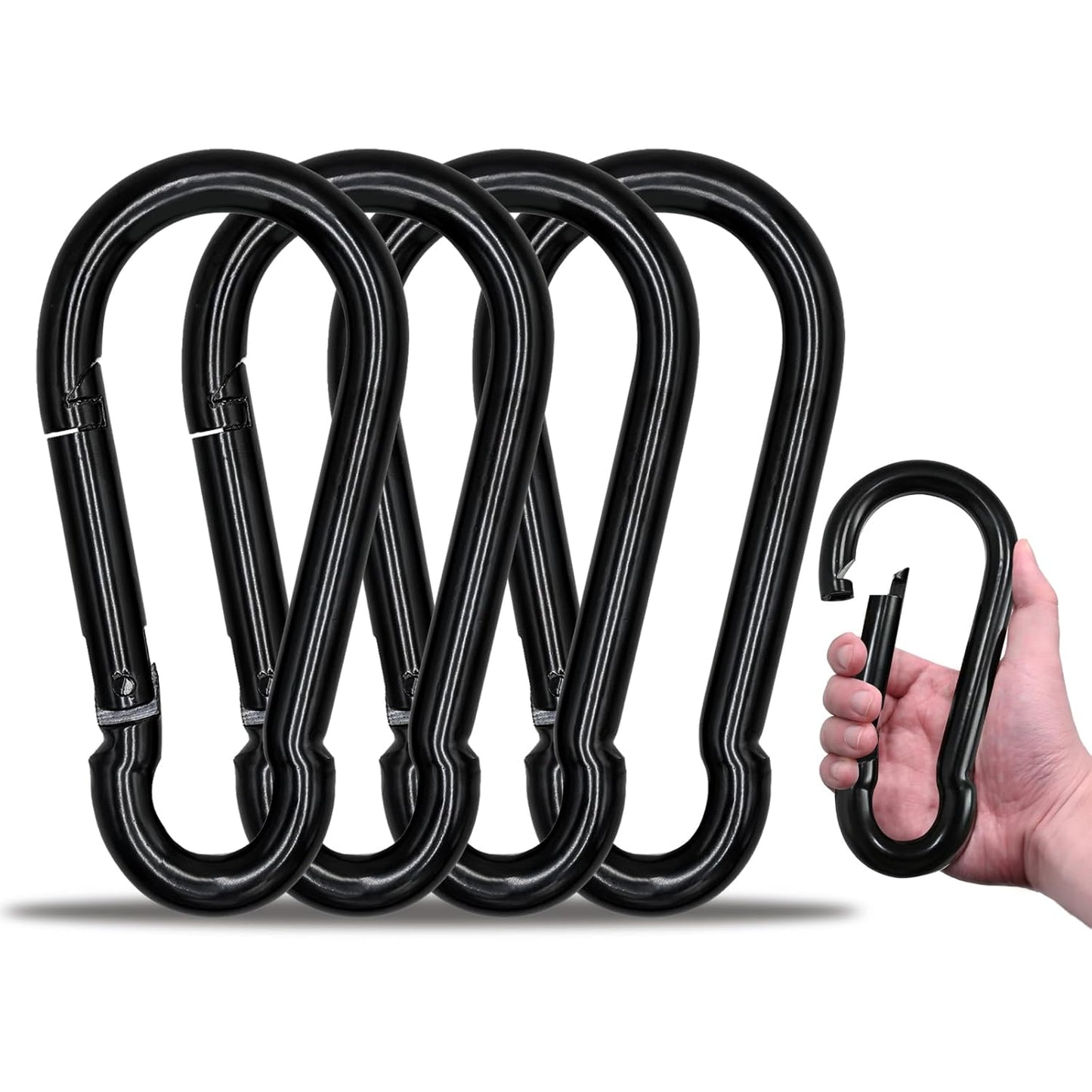 KINLINK 4 Pack Heavy Duty 7 inch Carabiner Clips for Outdoor Use