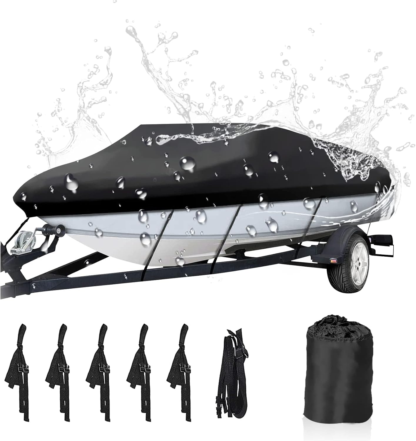 NEVERLAND Waterproof Heavy Duty Boat Cover for V-Hull Boats