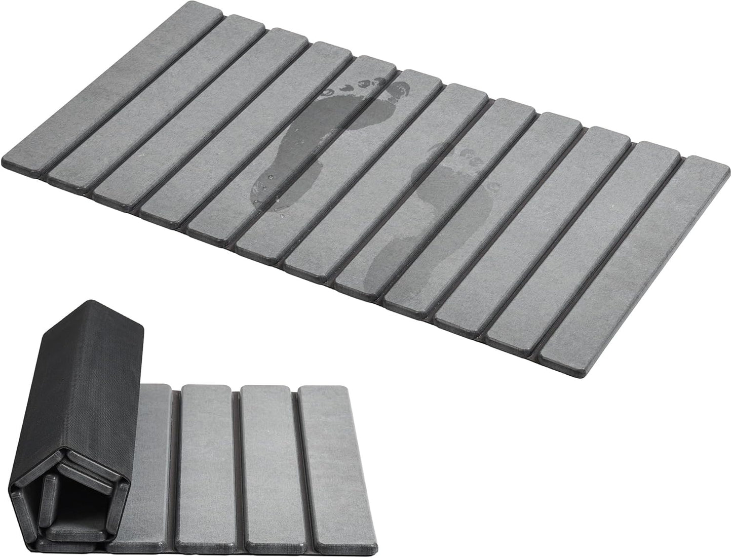 AWW Foldable Stone Bath Mat - Super Absorbent Non-Slip Design