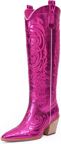 Cowgirl Boots Women Knee High Pointed Toe Block Heel - Stylish Support