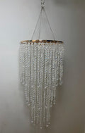 Modern Chrome Beaded Hanging Chandelier W10.25 x H20 - Elegant Table