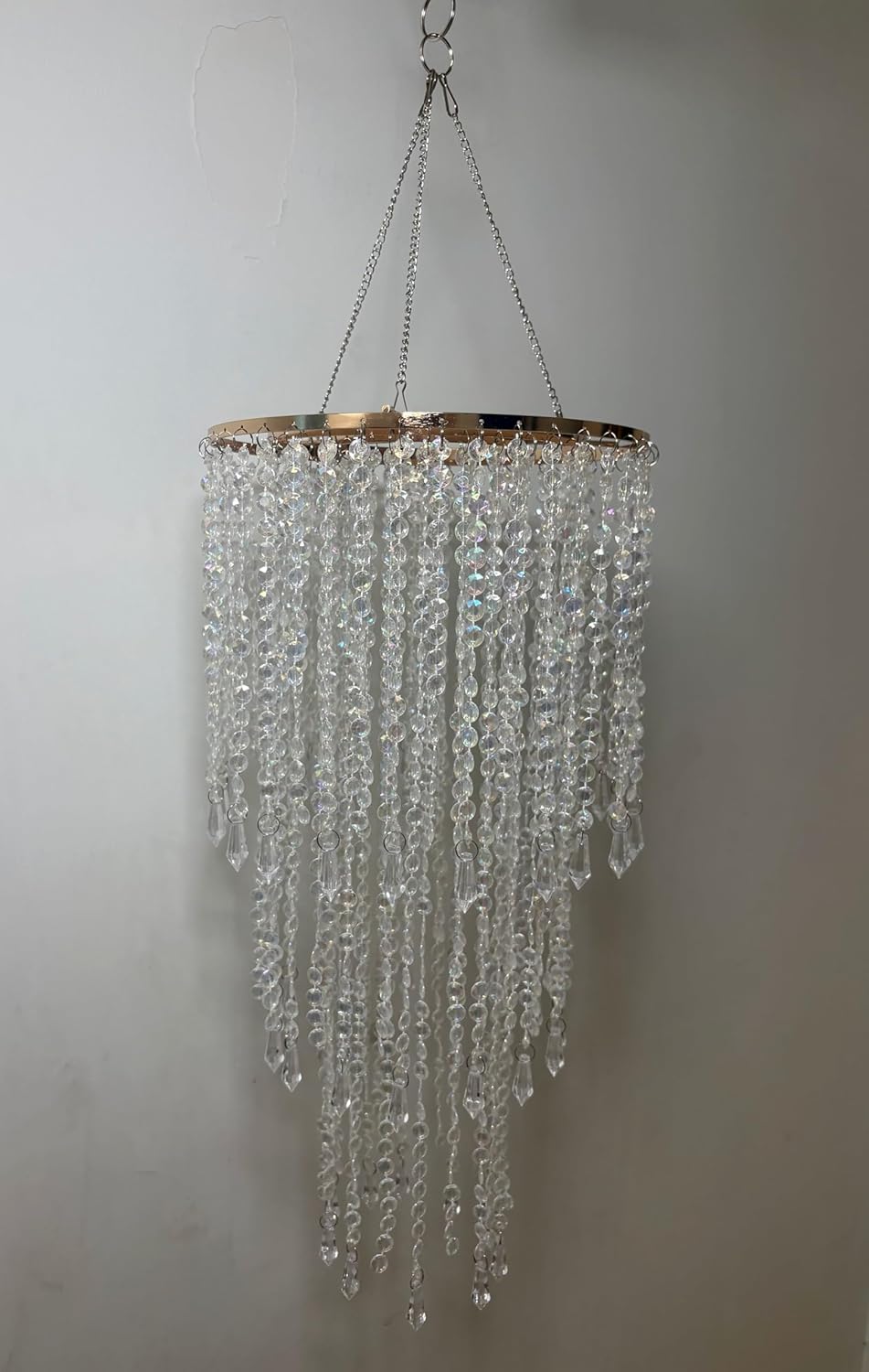 FlavorThings Modern Chrome Beaded Hanging Chandelier for Events