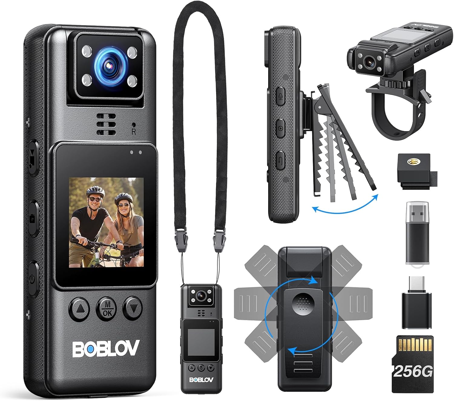 BOBLOV Mini Body Camera: 9Hrs Battery, 180 Rotating Lens