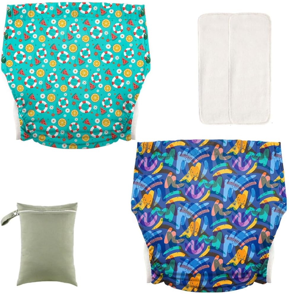Waterproof Reusable Adult Diapers XL 2PCS WEEOATAR