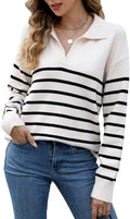 CiCiBird Women V Neck Color Block Sweater - Casual Cozy Fall Top