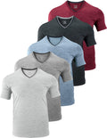 5 Pack Mens V-Neck Dry Fit T-Shirts - Performance Gym Tees Liberty