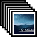 12x12 Picture Frame Set of 6 Black with 10x10 Mat - For 30x30cm