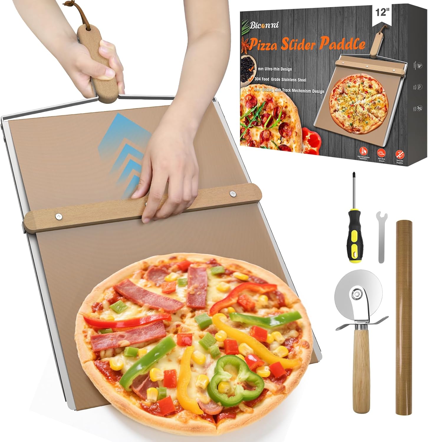 Sliding Pizza Peel 12 Inch with Innovative Design for Easy Use