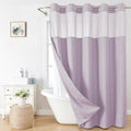 Linen Style Lavender Shower Curtain with Snap-In Liner - Ringless