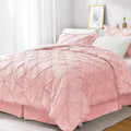 Pink Ivory Cal King Comforter Set Pintuck 7-Piece - Elegant Bedding