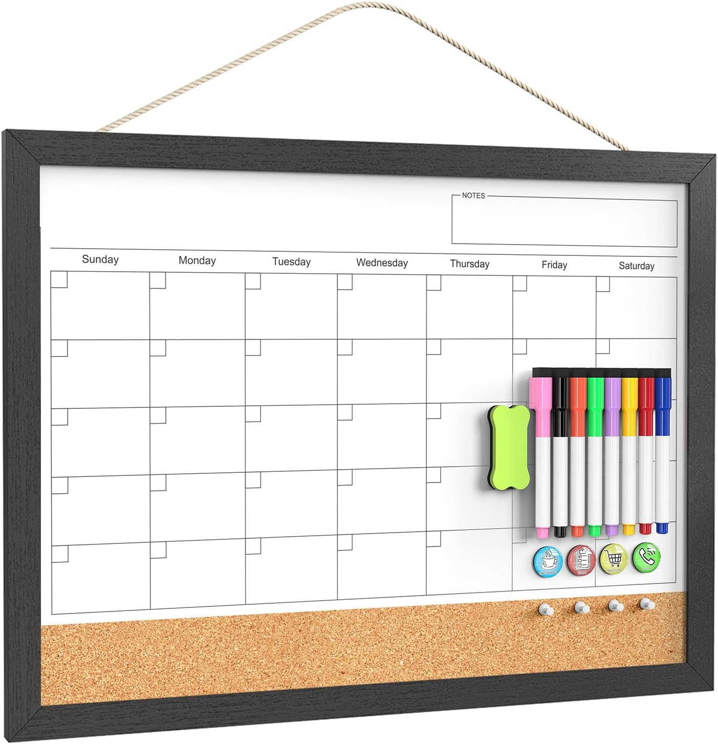 Dry Erase Calendar for Wall - 18x24 Inches Whiteboard