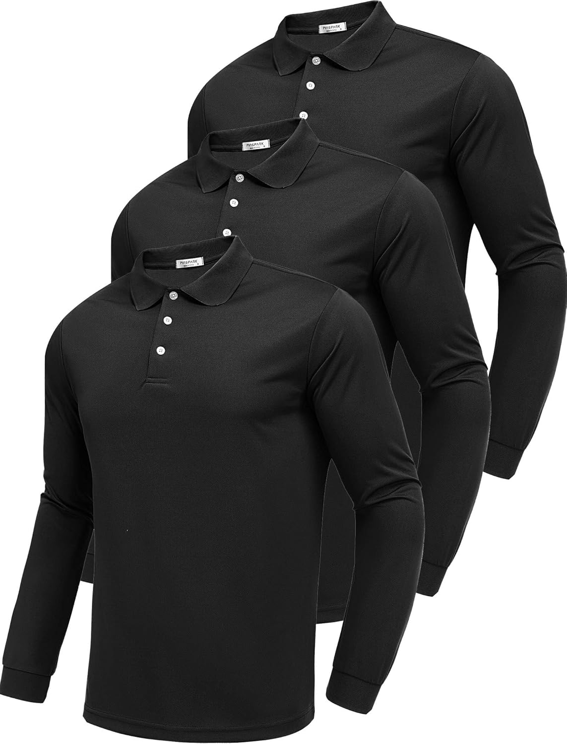 Moisture Wicking Long Sleeve Polo Shirts for Men by PINSPARK