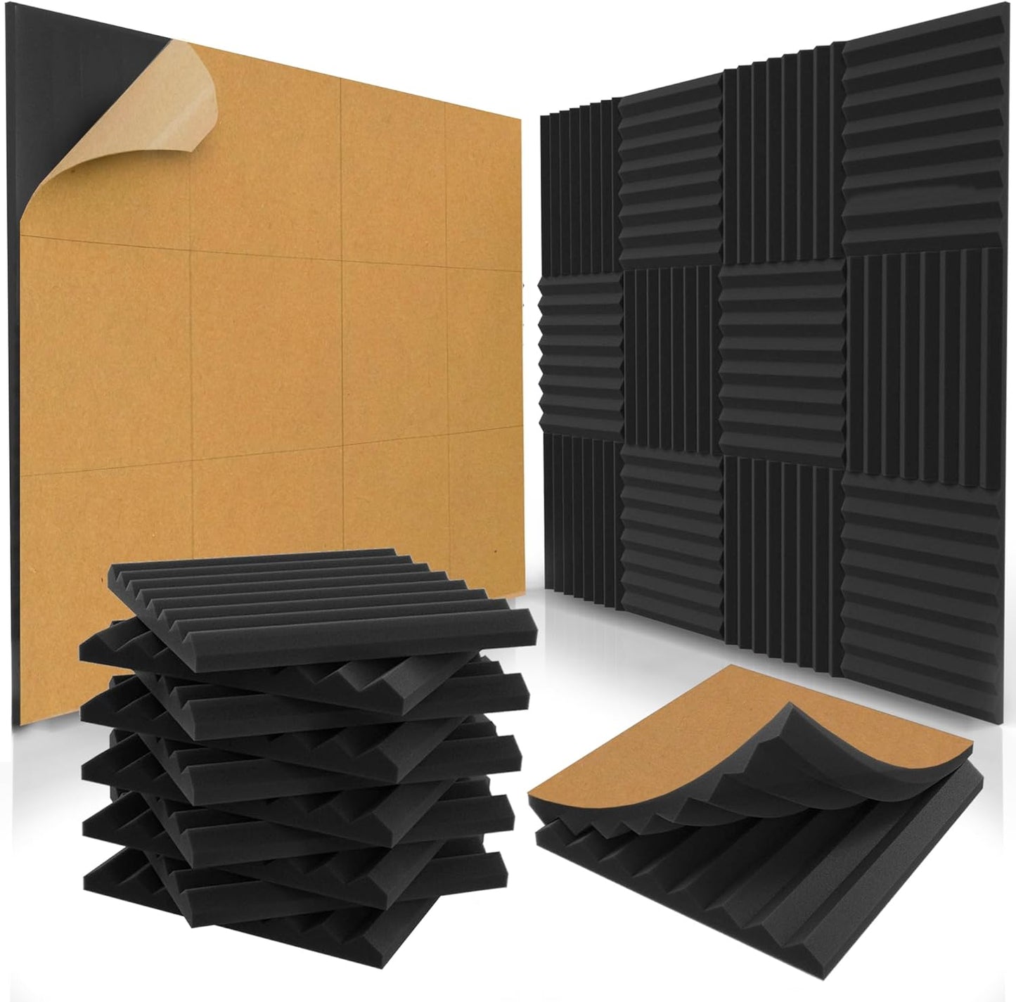 Siless 48 Pack Self-Adhesive Acoustic Panels for Soundproofing