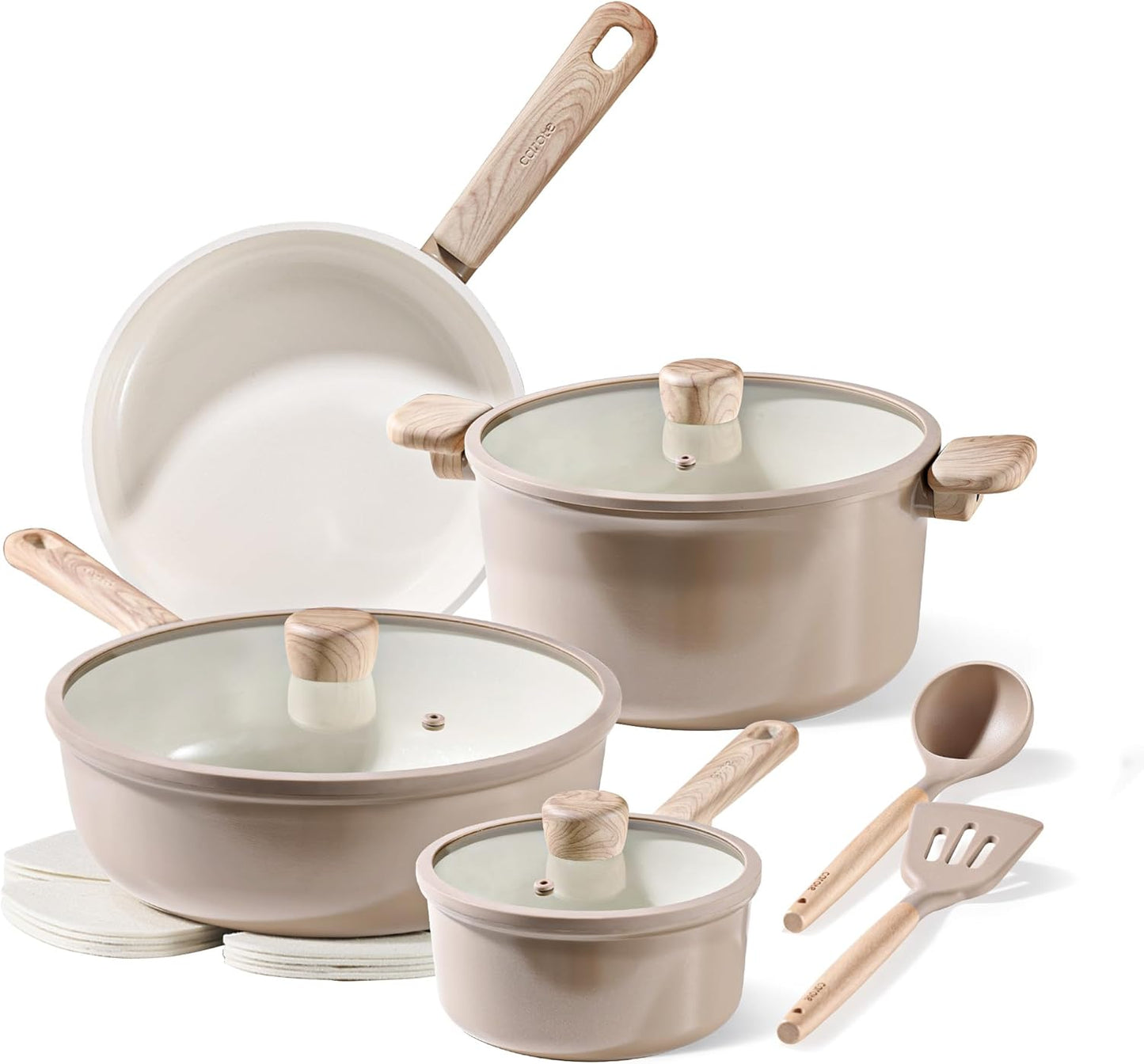 CAROTE 12Pcs Ceramic Pots and Pans Set for Healthy Cooking