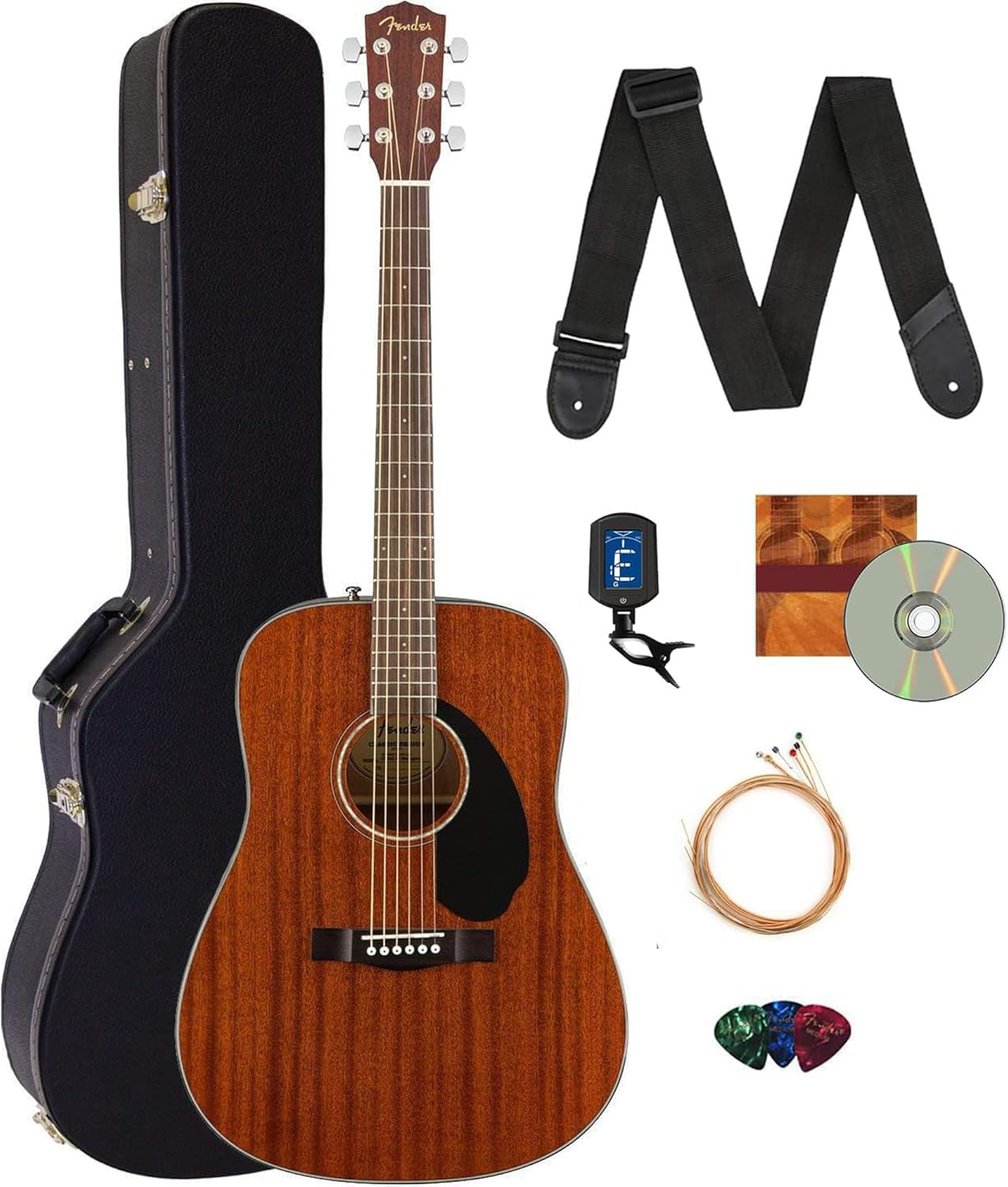Fender CD-60S All Mahogany Guitar Bundle