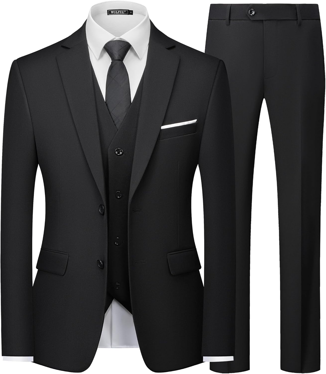 WULFUL Men's Slim Fit 3 Piece Suit Set for Weddings & Parties