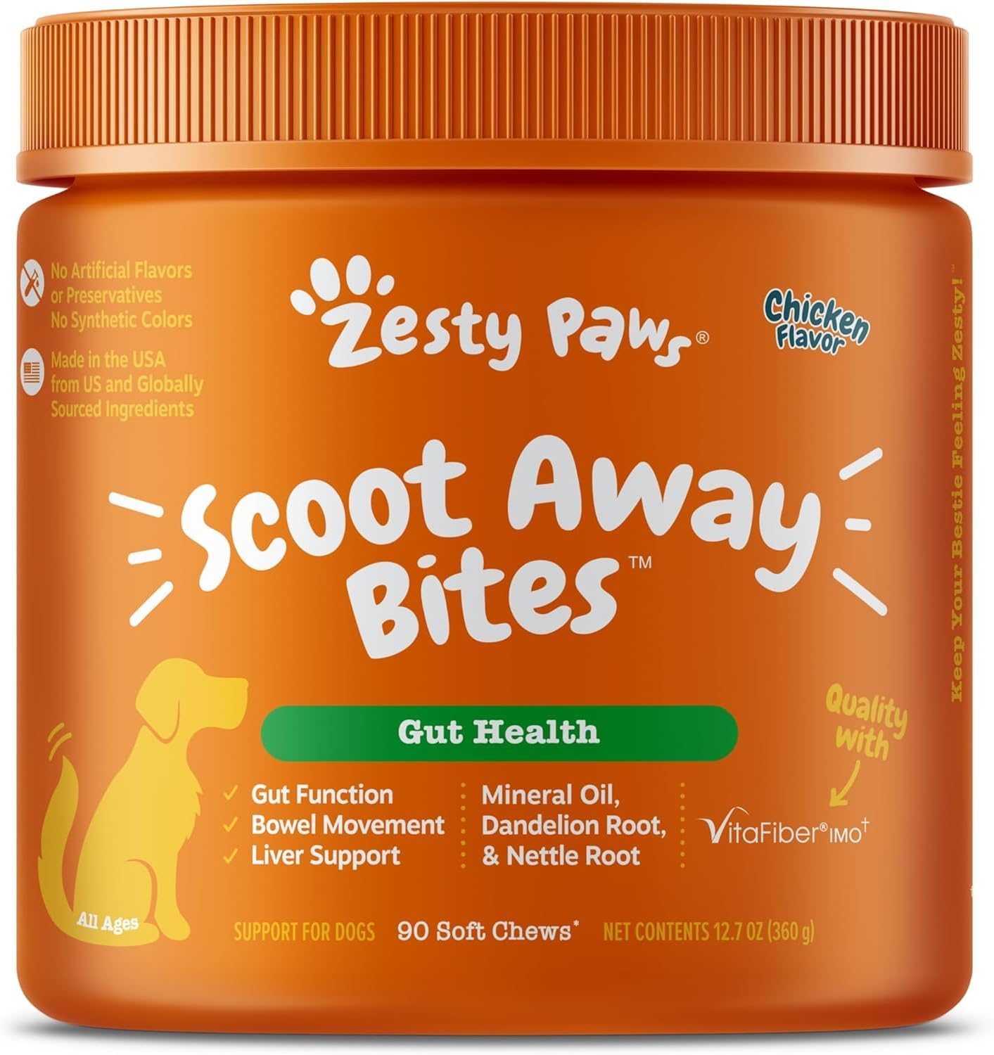 Zesty Paws Scoot Away Soft Chews for Healthy Dog Digestion