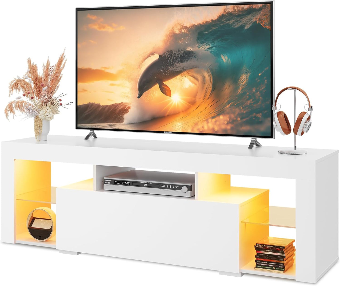 WLIVE TV Stand with LED Lights for 32 to 60 Inch TVs
