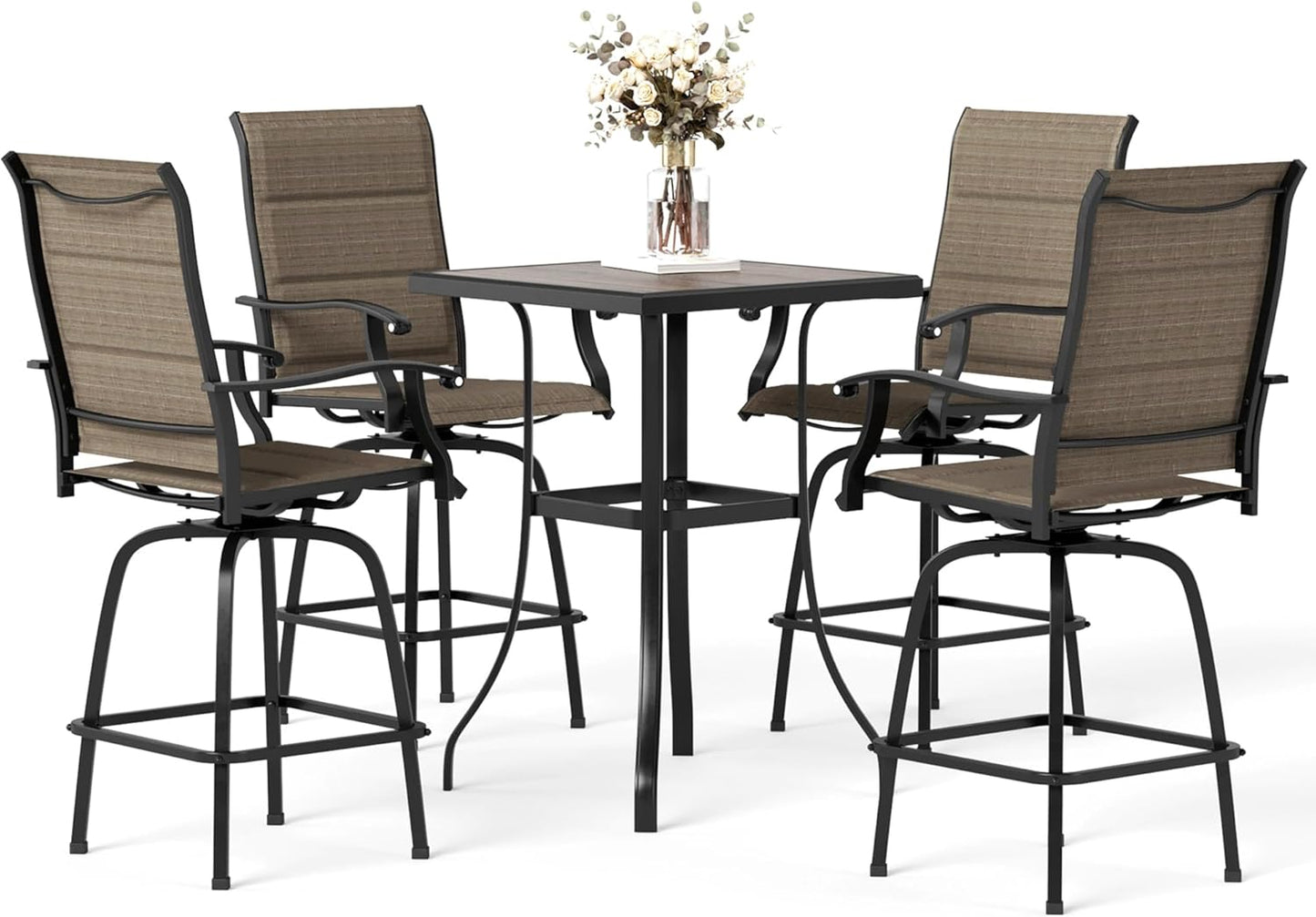 MFSTUDIO 5 Piece Outdoor Swivel Bar Set for Stylish Relaxation