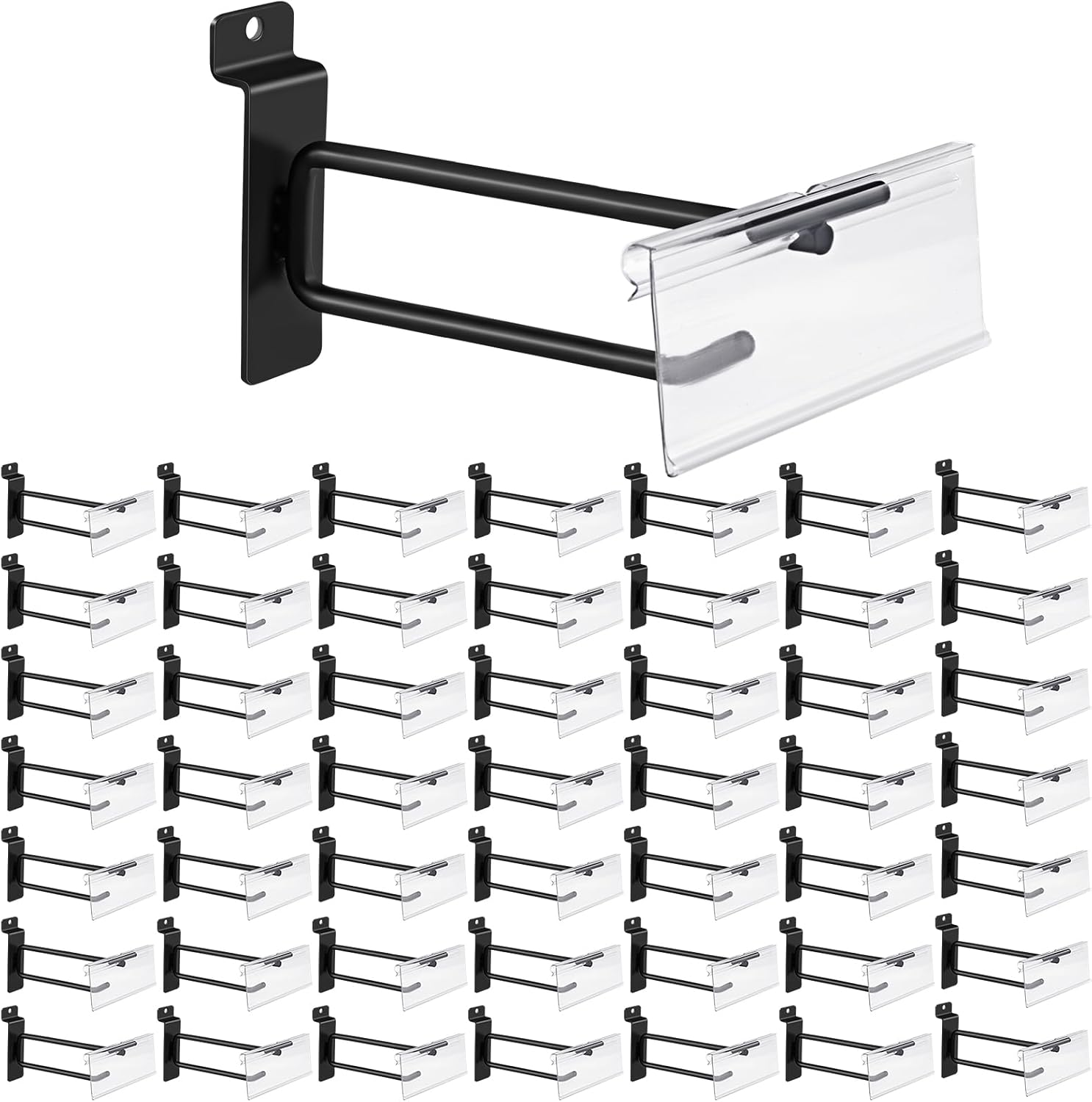 Polmart Heavy Duty Black Slatwall Panel Hooks - 50 Pack of 6in
