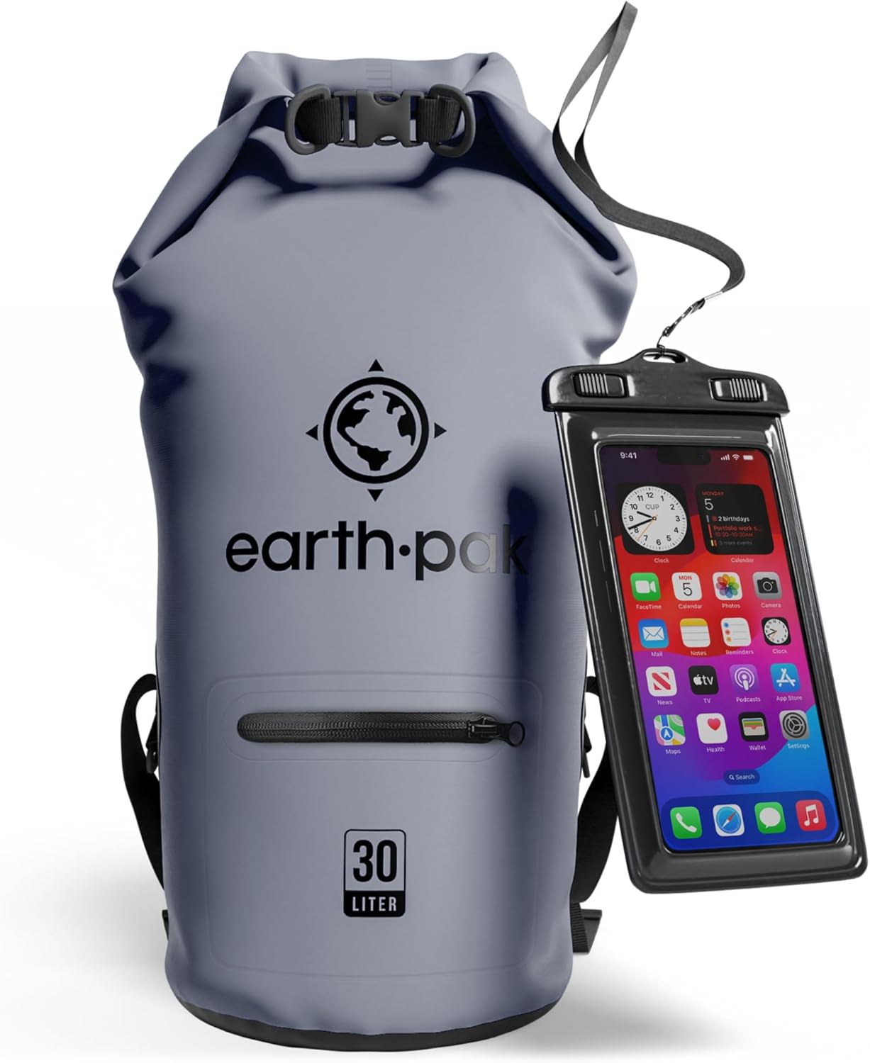 Earth Pak Waterproof Dry Bag with Zippered Pocket for Gear