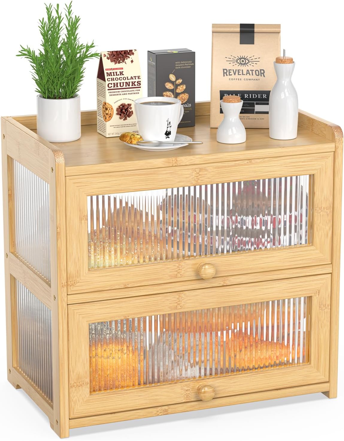 BAMBANG Extra Large Bamboo Bread Box for Kitchen Counter