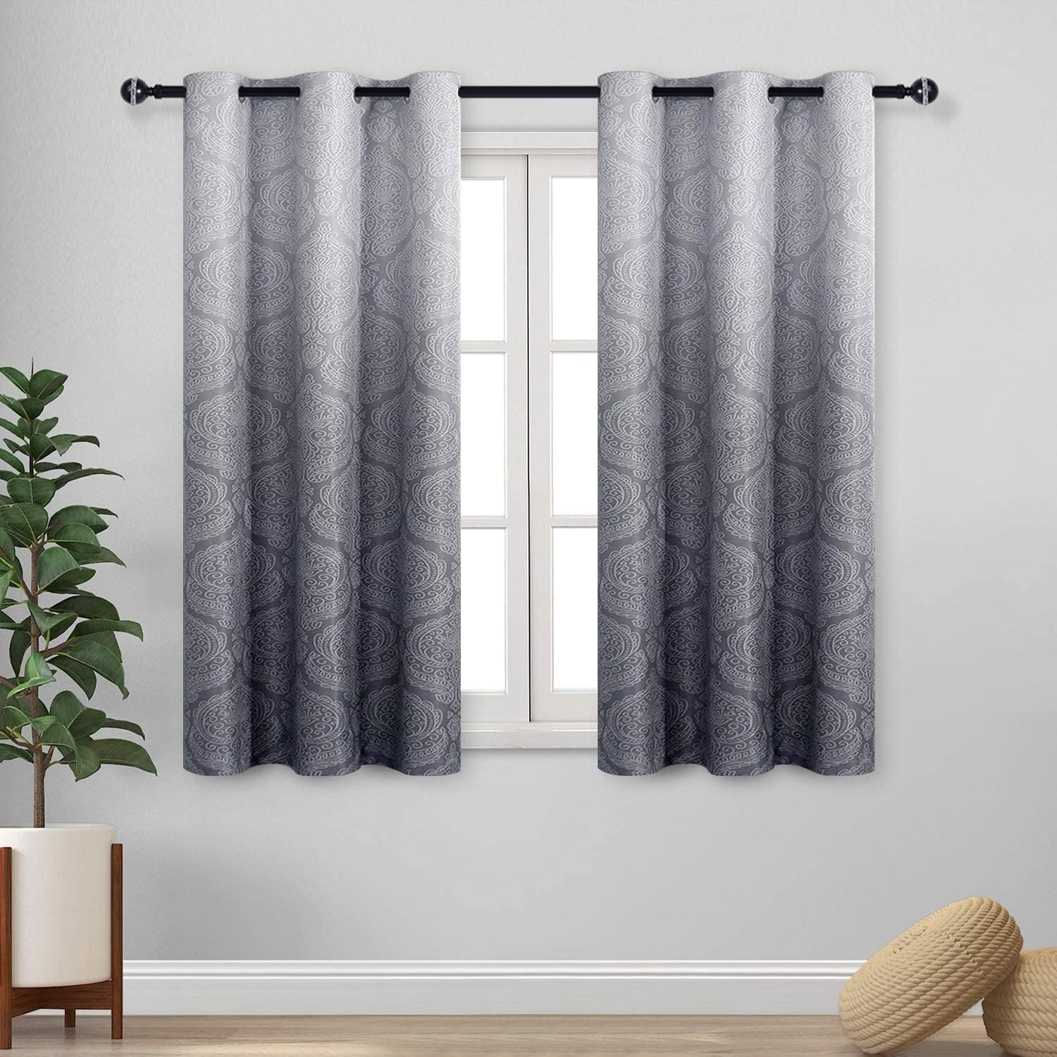 DWCN Ombre Blackout Curtains - Elegant Damask Thermal Insulated
