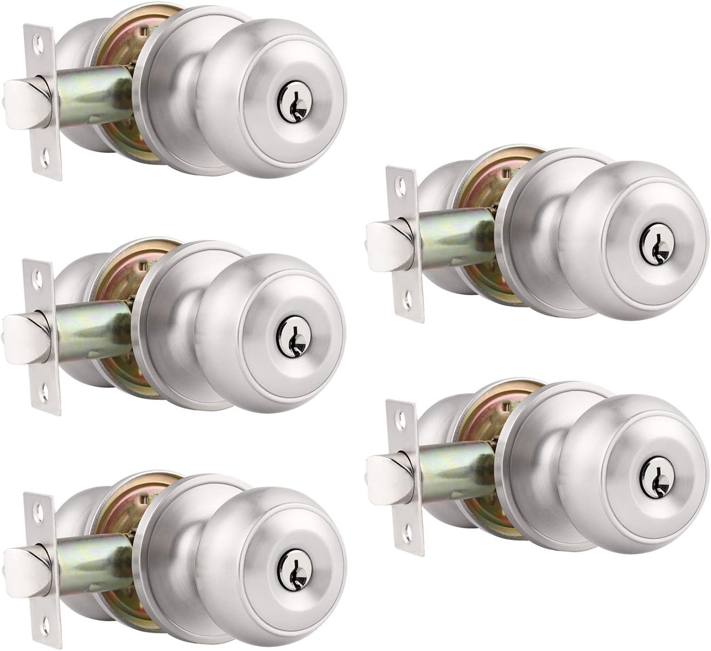 Probrico Satin Nickel Round Entry Door Knobs for Security Needs